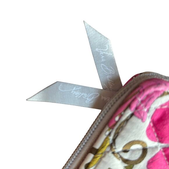 Vera Bradley quilted cotton zip around wallet pink white gray green turn lock - Picture 7 of 10